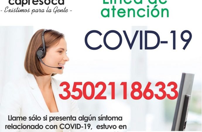 Capresoca cuenta con línea de atención COVID-19