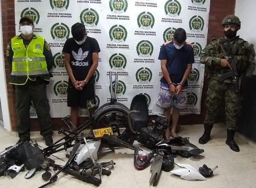 Dos capturados por desvalijar una moto hurtada en  Aguazul, Casanare