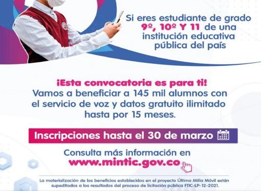 Jóvenes de Yopal podrán adquirir  internet móvil gratuito con Mintic