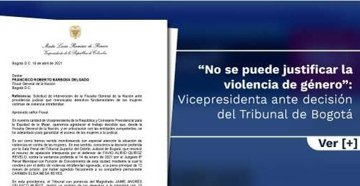 “No se puede justificar la violencia de género”: Vicepresidenta ante decisión del Tribunal de Bogotá