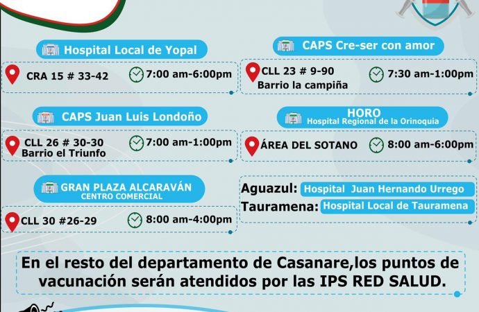 ¿Dónde vacunarse hoy contra COVID-19 en Casanare?