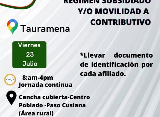 Este viernes, Capresoca adelanta jornada de promoción de afiliación a régimen subsidiado en el municipio de Tauramena