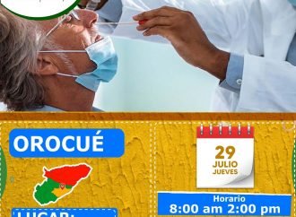 Este jueves, pruebas gratuitas para COVID-19 en Orocué