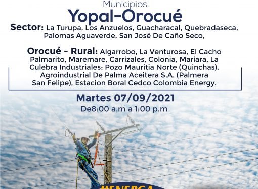 Enerca informa suspensiones programadas de redes de energía para 7 de septiembre 2021