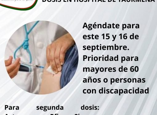 Este 15 y 16 de septiembre, citas disponibles en el Hospital de Tauramena para vacuna covid:19 primera dosis