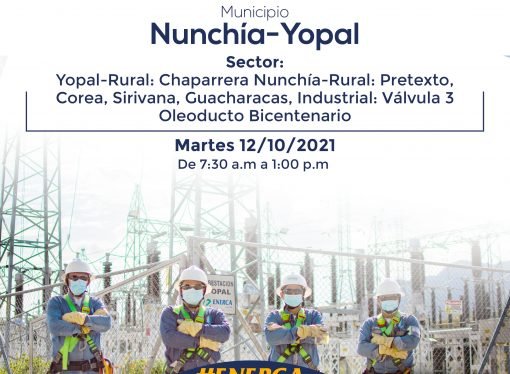 Enerca informa suspensiones programadas de redes de energía del 12 y 15 de octubre 2021