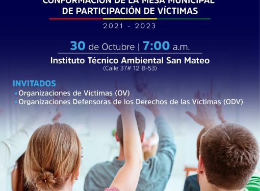 El sábado 30 de octubre se efectúa la Elección de la Mesa Municipal de Participación Efectiva de las Víctimas del Conflicto Armado de Yopal.