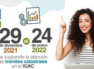 El IGAC suspenderá la atención de trámites catastrales hasta el próximo domingo 24 de enero