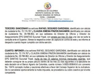 Orden de arresto contra director de Sanitas en Yopal