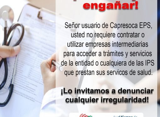 Capresoca alerta de posibles engaños a sus usuarios